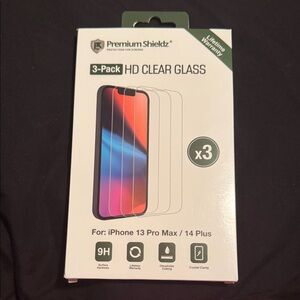 3-Pack HD Clear Glass Screen Protectors for iPhone 13 Pro Max / 14 Plus - White